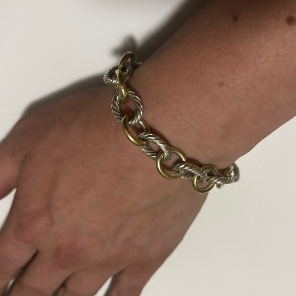 David Yurman 18k 750 Sterling Silver Link Bracelet - Picture 1 of 6